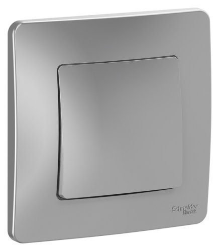 Выключатель с рамкой Systeme Electric Blanca 1-кл. алюминий фото Выключатель с рамкой Systeme Electric Blanca 1-кл. алюминий картинка